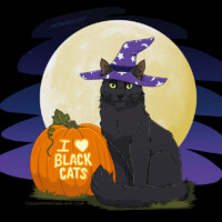 I <3 Black Cats - Cole Halloween Tee Design I
